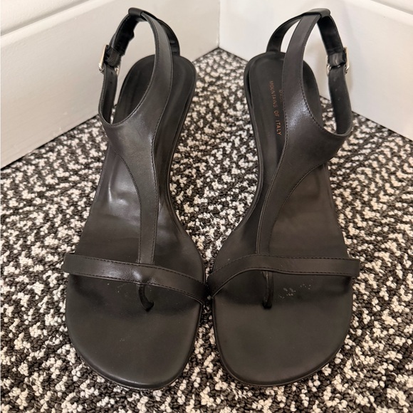 Black Napa Leather Women's Sandals - Picture 1 of 3
